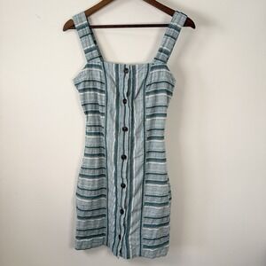 Roxy Sleeveless Tank Dress Vertical Stripe. Lue Button Down Women's Medium